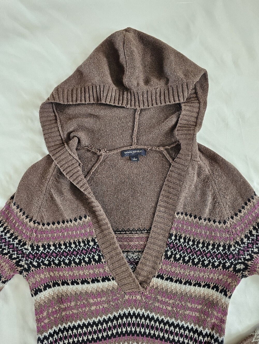 Hooded Fair Isle Argyle Hooded Sweater Twilight Bella Gilmore Girls Sz S Nordic - Picture 2 of 10